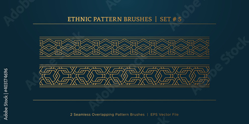 Vintage Golden Geometric Pattern Borders Frames, Traditional Ethnic Vector Border Frame Collection	