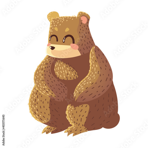cute bear cartoon animal icon over white background design