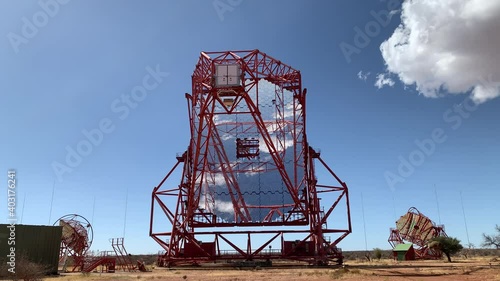 4K video of HESS telescopes site in central highland plateau of Namib Desert near Windhoek, Namibia, southern Africa photo