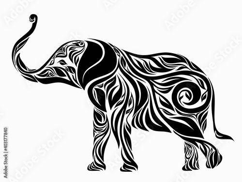 Wallpaper Mural Nice Elephant Floral Ornament Decoration Vector. Torontodigital.ca