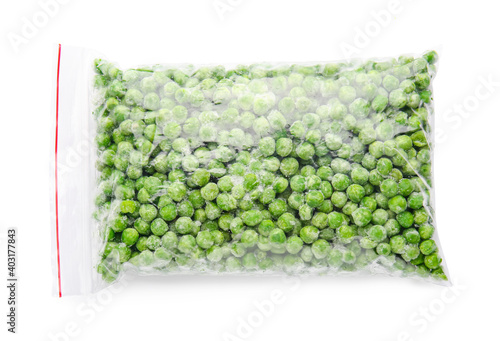 Frozen green peas in plasti...
