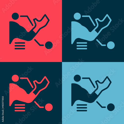 Pop art Prosthesis hand icon isolated on color background. Futuristic concept of bionic arm, robotic mechanical hand. Vector.