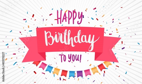 Birthday celebration banner with Colorful bunting flags