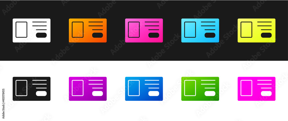 Set Identification badge icon isolated on black and white background. It can be used for presentation, identity of the company, advertising. Vector. Set Identification badge icon isolated on black and white background. It can be used for presentation, identity of the company, advertising. Vector.