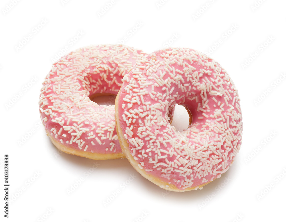 Sweet donuts on white background Sweet donuts on white background