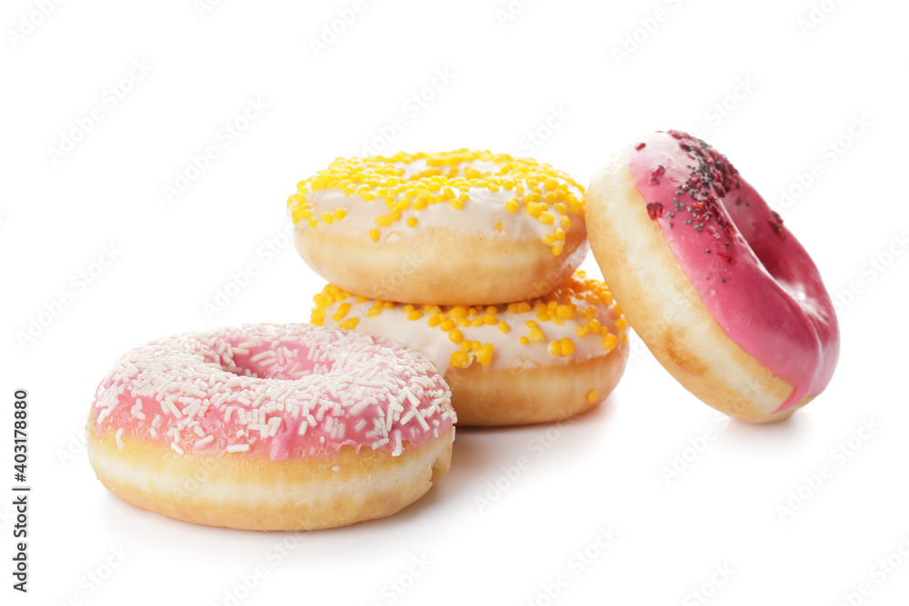 Sweet donuts on white background Sweet donuts on white background