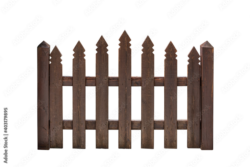 Wooden yard gate with decorative design and two posts isolated on white background Wooden yard gate with decorative design and two posts isolated on white background