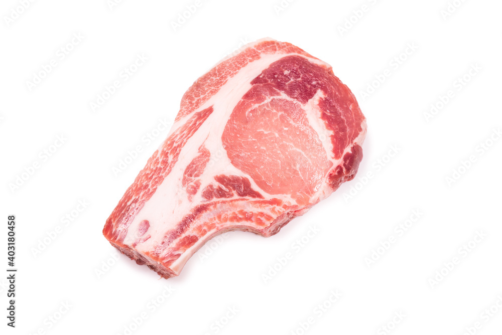 Obraz premium Raw pork isolated on white background.