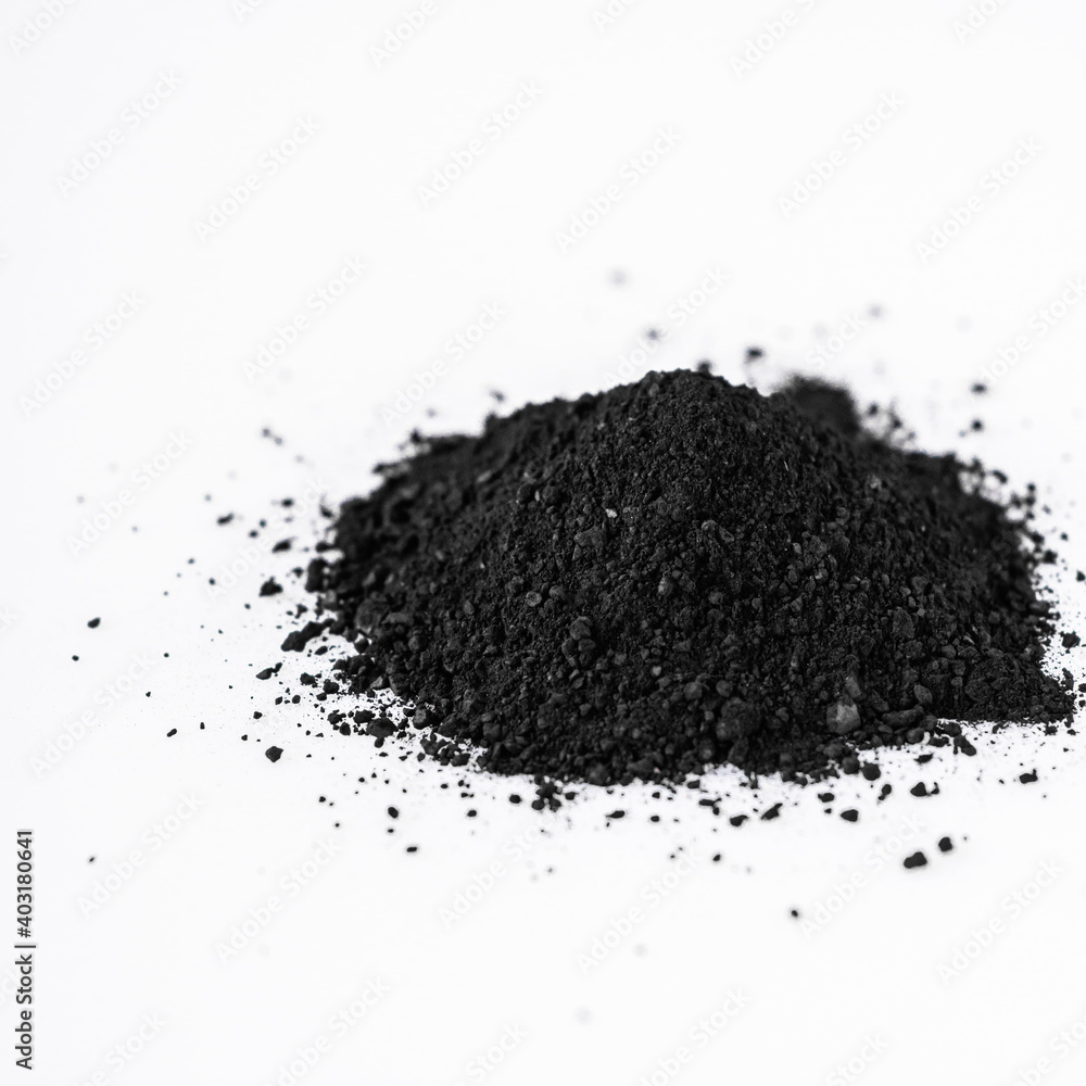 activated carbon on a white acrylic background