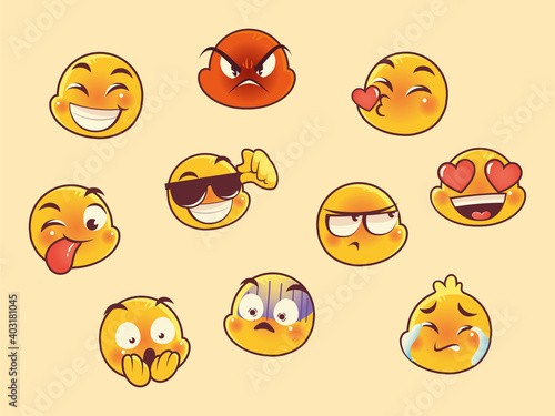 emoji faces expression reaction social media collection icons