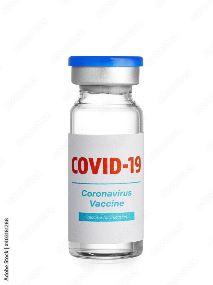 Vaccine for immunization against COVID-19 on white background Vaccine for immunization against COVID-19 on white background