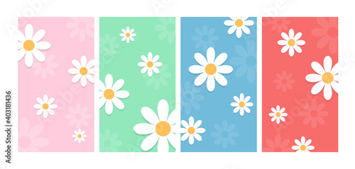 Set of Daisy Flower Vector Illustration. Good Used for Wallpaper, Background, Story etc - EPS 10 Vector