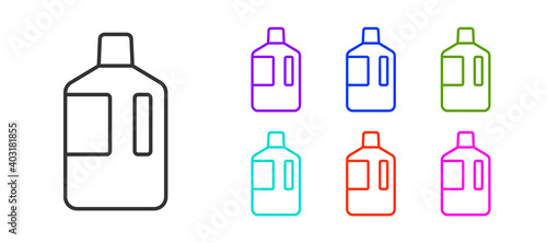 Black line Big bottle with clean water icon isolated on white background. Plastic container for the cooler. Set icons colorful. Vector Illustration.