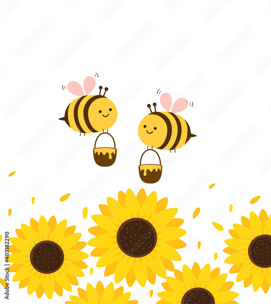 Valentine's day background with cute bee cartoon and heart sign symbol on white background vector illustration. Valentine's day background with cute bee cartoon and heart sign symbol on white background vector illustration.