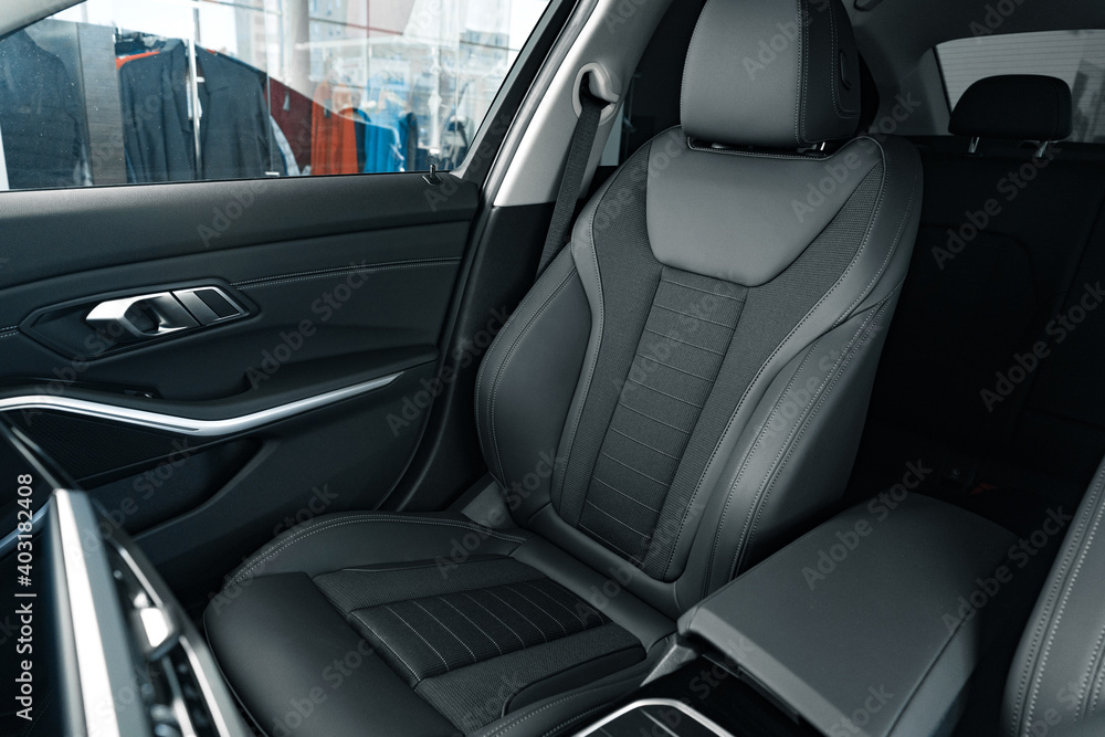 Interior of new prestige comfortable car close up Interior of new prestige comfortable car close up