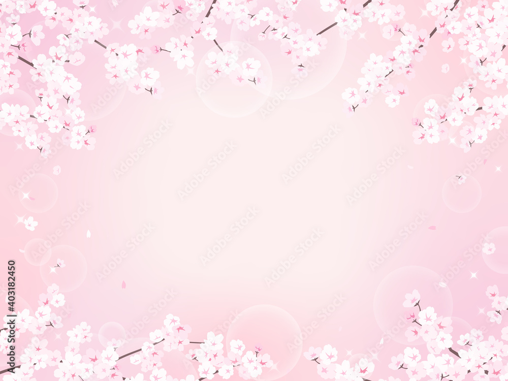 桜とキラキラピンクの背景素材