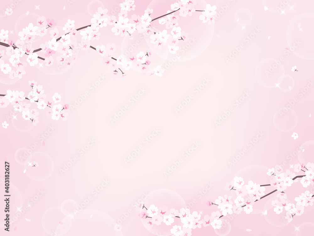 桜とキラキラピンクの背景素材