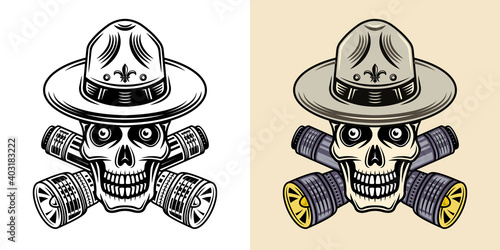Skull of boy scout two styles black and colorful