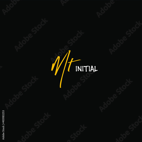 Initial MT beauty monogram and elegant logo design