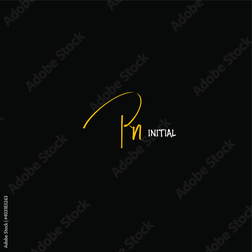 Initial RN beauty monogram and elegant logo design