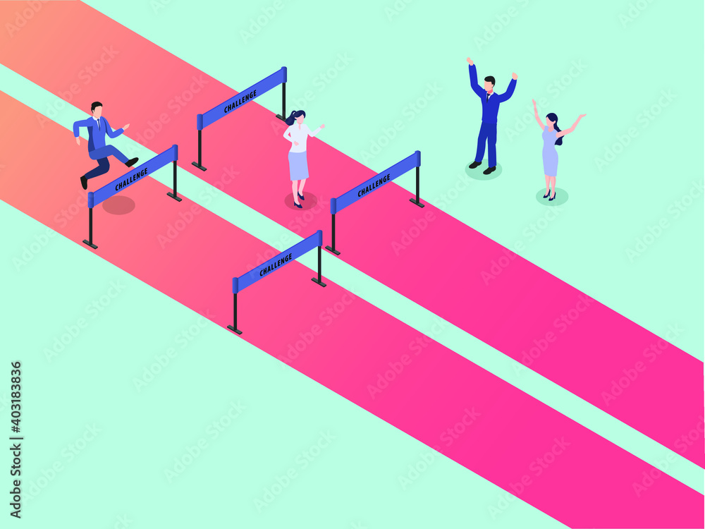 Racing Overcome Business obstacles to win competition isometric 3d vector concept for banner, website, illustration, landing page, flyer, etc. Racing Overcome Business obstacles to win competition isometric 3d vector concept for banner, website, illustration, landing page, flyer, etc.