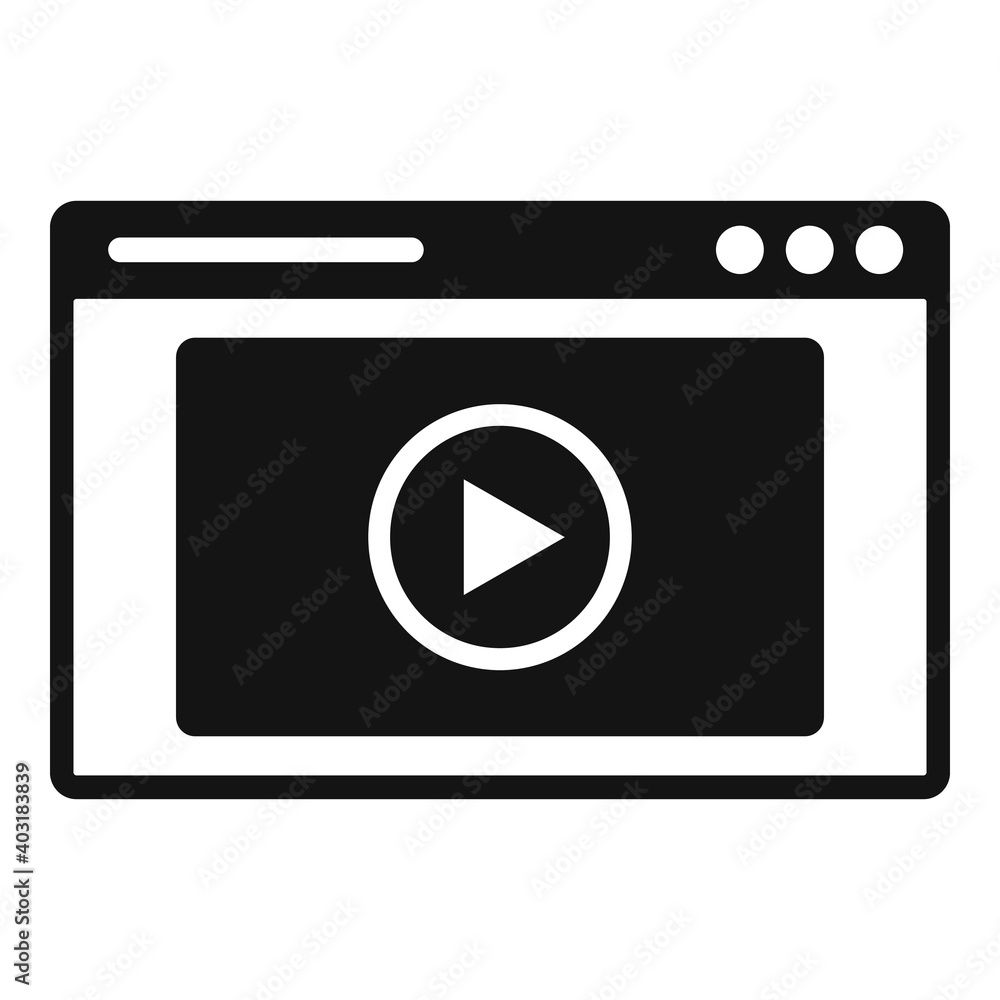 Video web page icon. Simple illustration of video web page vector icon for web design isolated on white background Video web page icon. Simple illustration of video web page vector icon for web design isolated on white background