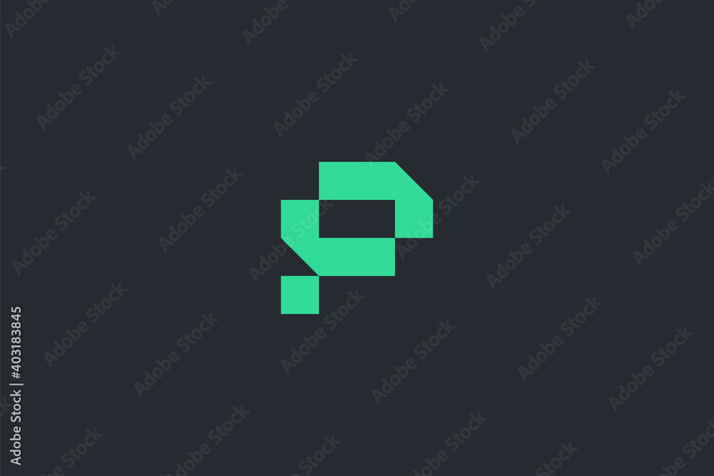 Minimal Modern Abstract Letter P Dark Background Logo Template Minimal Modern Abstract Letter P Dark Background Logo Template