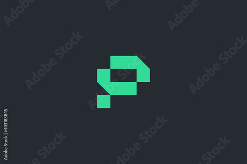 Minimal Modern Abstract Letter P Dark Background Logo Template