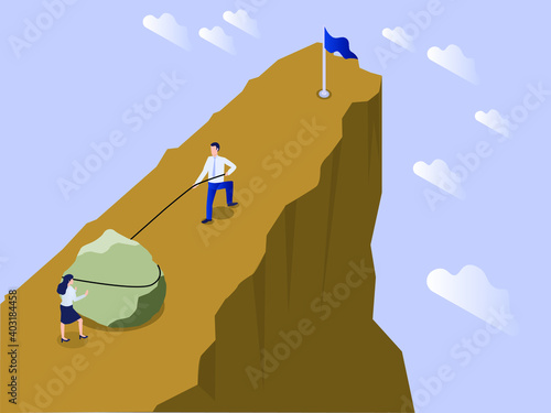 Business teamwork isometric 3d vector concept for banner, website, illustration, landing page, flyer, etc.
