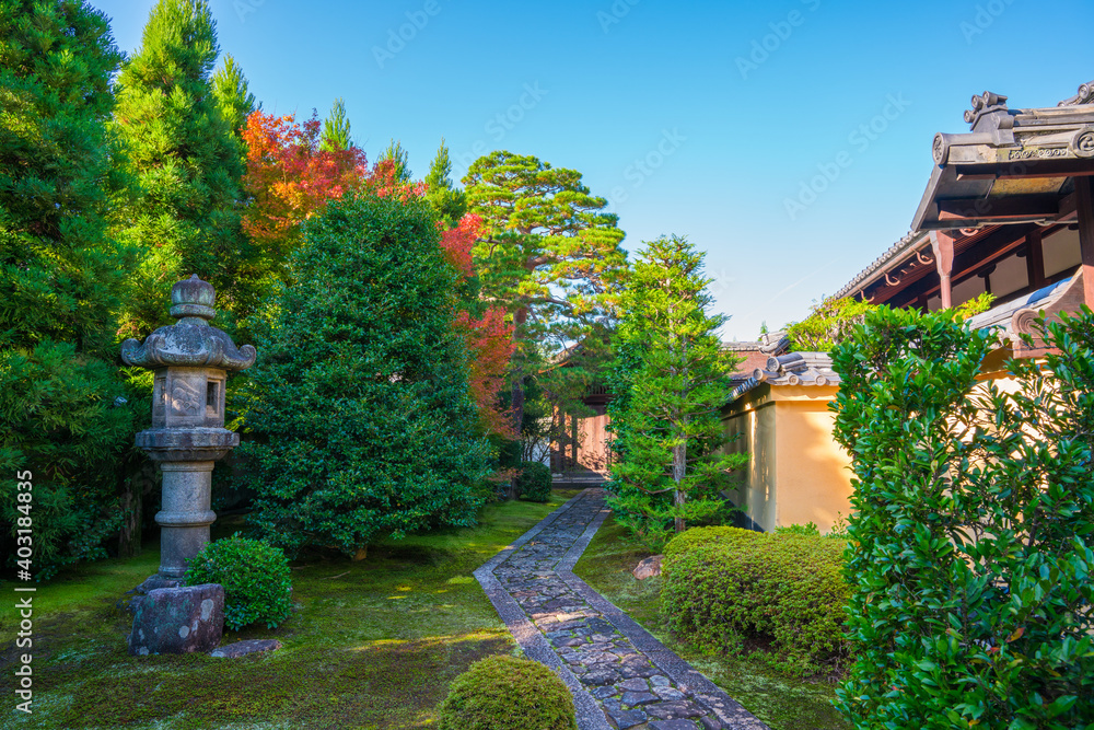 京都　大徳寺の塔頭寺院　龍源院の庭園と紅葉