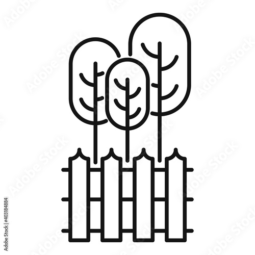 Garden tree fence icon. Outline garden tree fence vector icon for web design isolated on white background