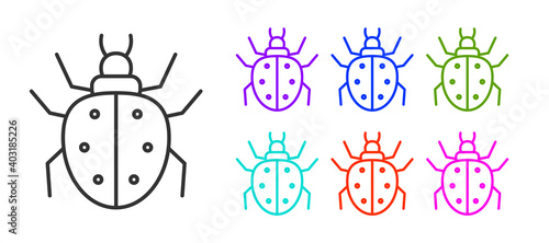 Black line Mite icon isolated on white background. Set icons colorful. Vector.