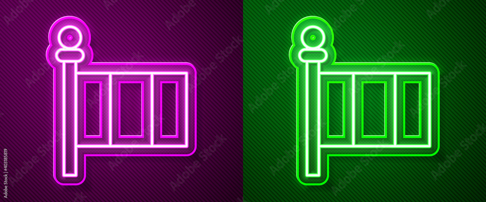 Glowing neon line Flag Italy icon isolated on purple and green background. Vector. Glowing neon line Flag Italy icon isolated on purple and green background. Vector.