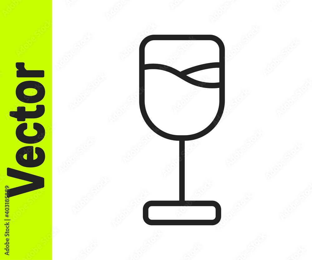 Black line Wine glass icon isolated on white background. Wineglass icon. Goblet symbol. Glassware sign. Happy Easter. Vector. Black line Wine glass icon isolated on white background. Wineglass icon. Goblet symbol. Glassware sign. Happy Easter. Vector.