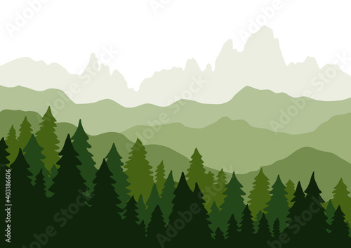 Berge mit Wald als Vektorgrafik photo