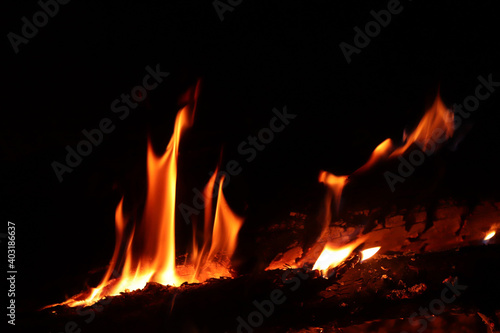 Burning wood fire close-up. Backgrounds,