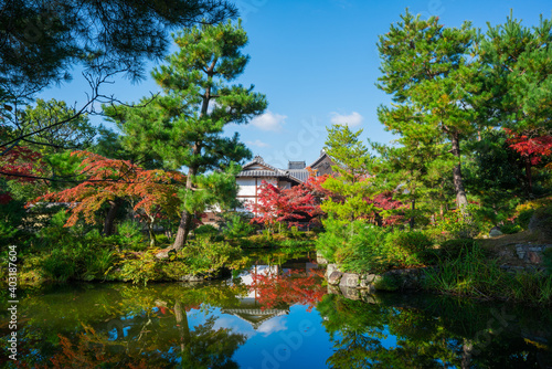 京都 等持院の庭園と紅葉