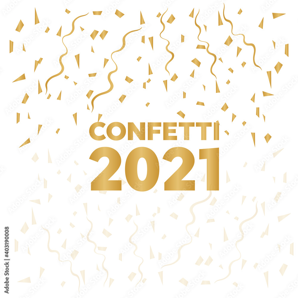 Fototapeta premium Falling shiny golden confetti background. Bright festive tinsel. Gold glitter confetti flying vector background