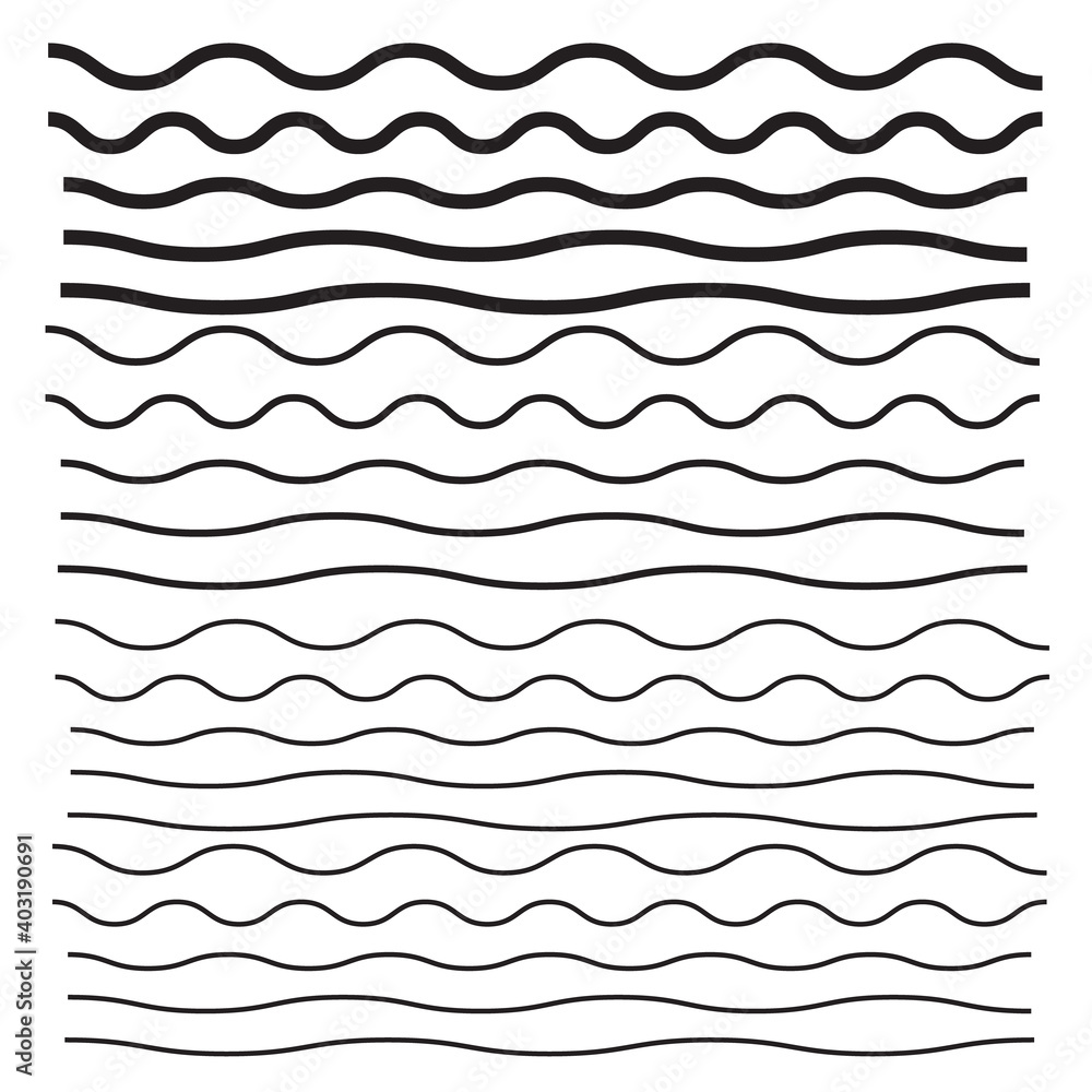 Waves outline icon. Wave thin line symbol. set of zigzag and wave borders Waves outline icon. Wave thin line symbol. set of zigzag and wave borders