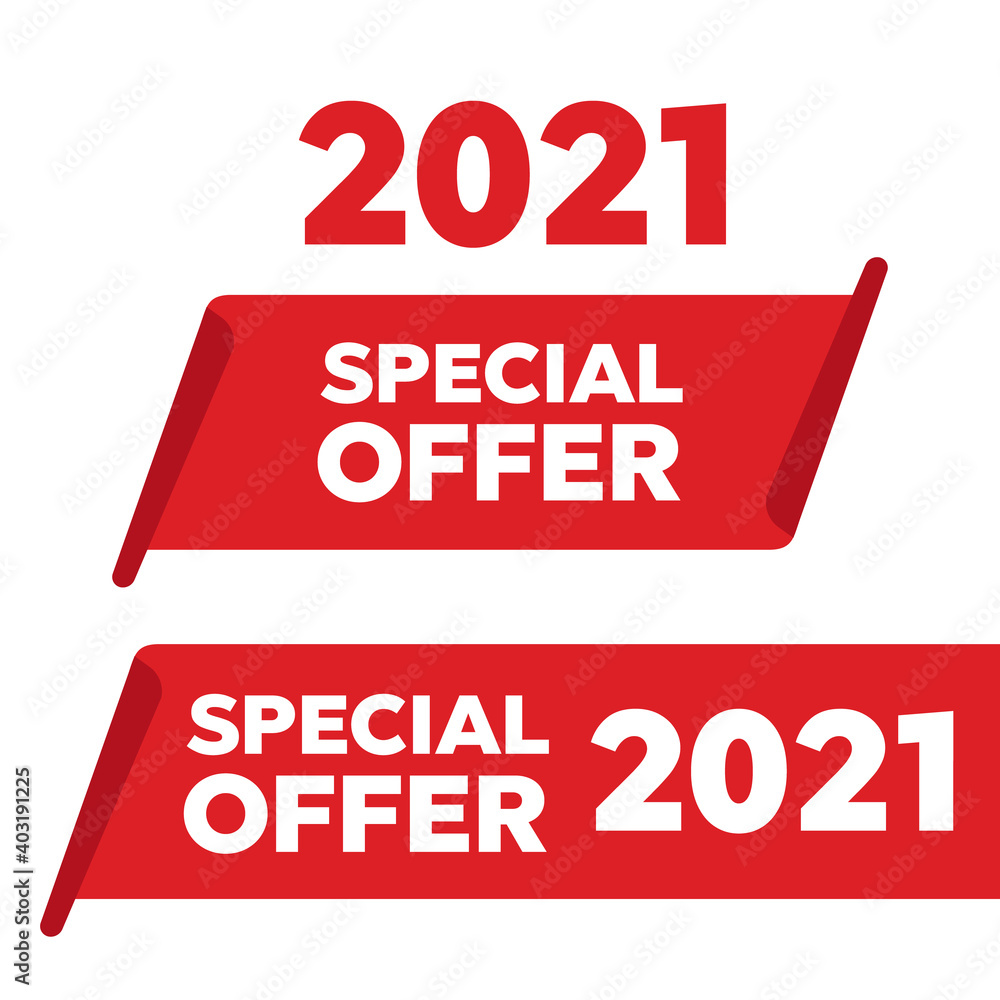 Red vector banner. Exclusive offer. Sticker or discount label, promotion poster Red vector banner. Exclusive offer. Sticker or discount label, promotion poster