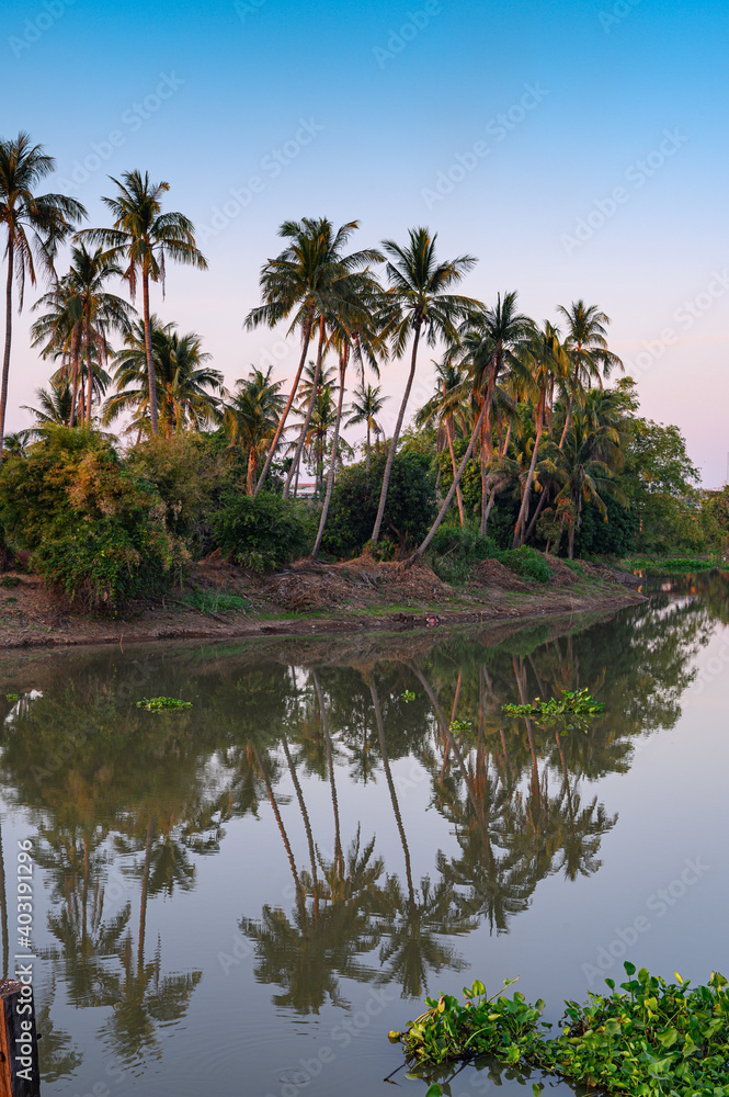 Beautiful dawn in the country of Thailand. A beautiful landscape.