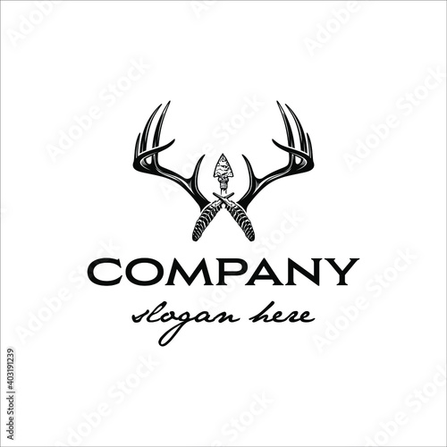 Antlers, feathers and arrows with a classic design style