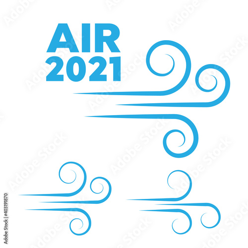 Simple flat wind pictogram. Cold weather symbol. Air icons vector set