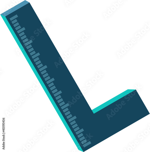 Carpenter's square tool 3d blue vector icon graphic illustration isolated