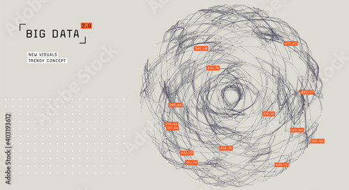 Complex data graph. Big data visualization. Cluster analysis. Cloud data storage representation. Distributed network. Social media graph. Global data.