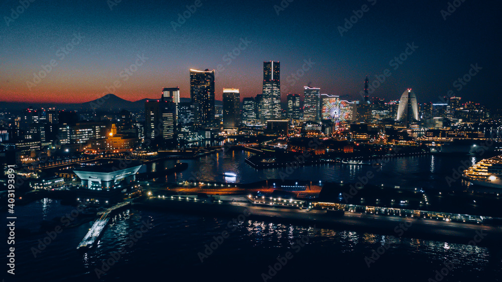 The night view of  Yokohama