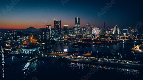 The night view of Yokohama