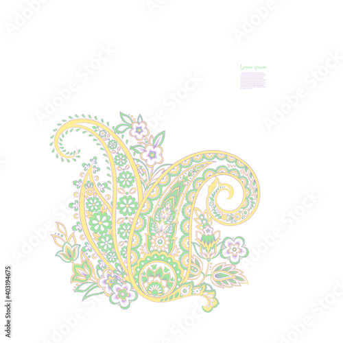 Vector Isolated indian pattern with paisley