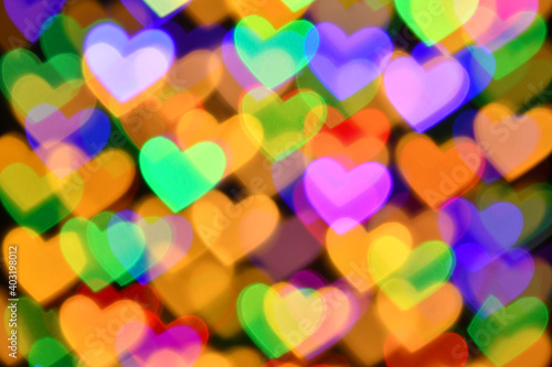 colorful hearts illumination for holiday or abstract boke background