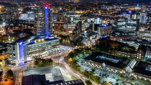 Photography Leeds city centre with Bridgewater Place, city centre, hotels train station and river